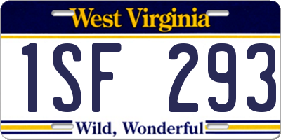 WV license plate 1SF293