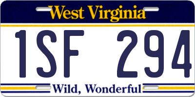 WV license plate 1SF294