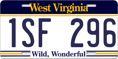WV license plate 1SF296