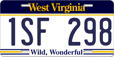 WV license plate 1SF298