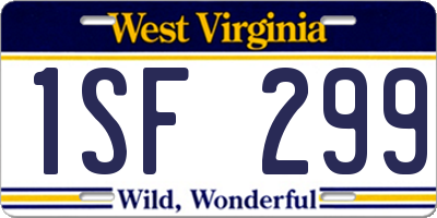 WV license plate 1SF299
