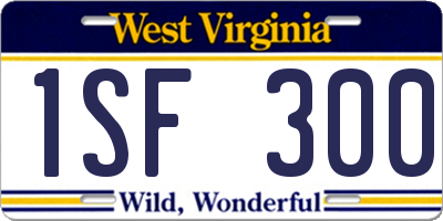WV license plate 1SF300