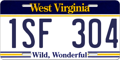 WV license plate 1SF304