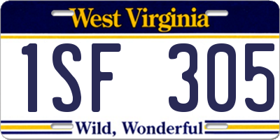 WV license plate 1SF305
