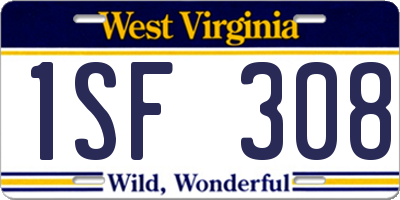 WV license plate 1SF308