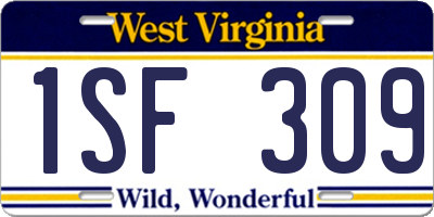 WV license plate 1SF309