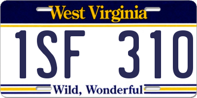 WV license plate 1SF310