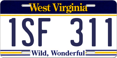 WV license plate 1SF311
