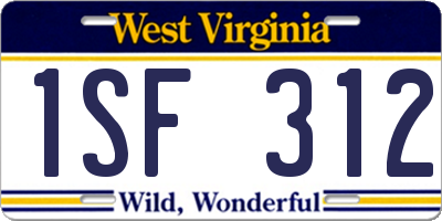 WV license plate 1SF312