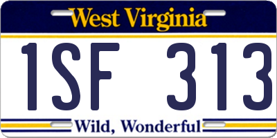 WV license plate 1SF313
