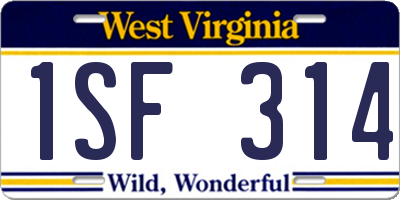 WV license plate 1SF314