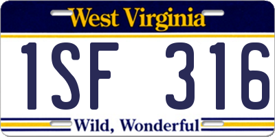 WV license plate 1SF316