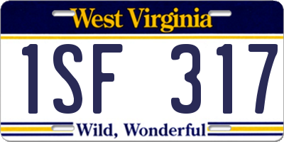 WV license plate 1SF317