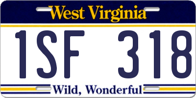 WV license plate 1SF318
