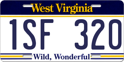 WV license plate 1SF320