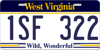 WV license plate 1SF322