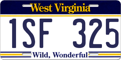 WV license plate 1SF325