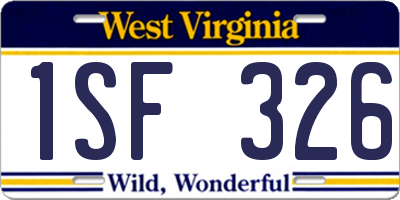WV license plate 1SF326