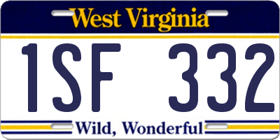 WV license plate 1SF332