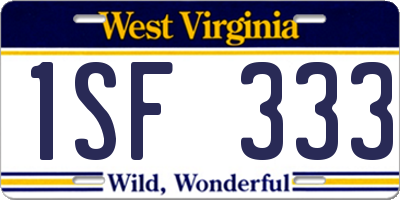 WV license plate 1SF333