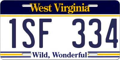 WV license plate 1SF334