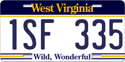 WV license plate 1SF335