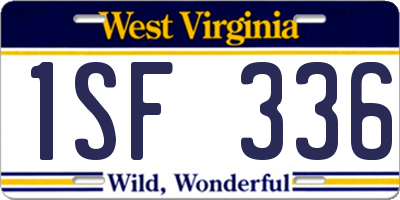 WV license plate 1SF336