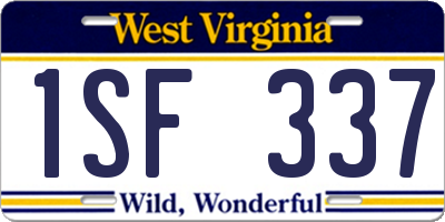 WV license plate 1SF337
