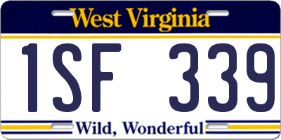 WV license plate 1SF339