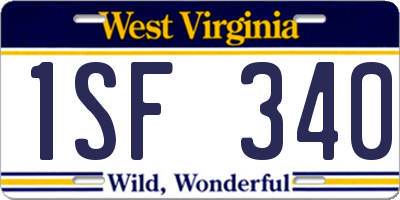 WV license plate 1SF340