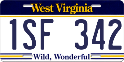 WV license plate 1SF342