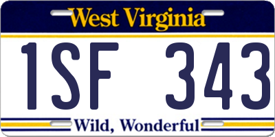 WV license plate 1SF343