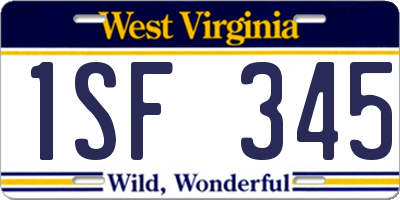 WV license plate 1SF345