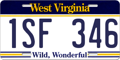 WV license plate 1SF346