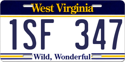 WV license plate 1SF347