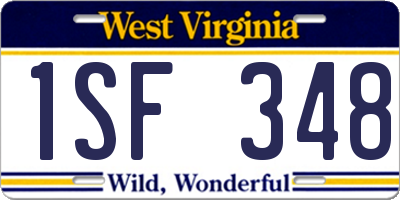 WV license plate 1SF348