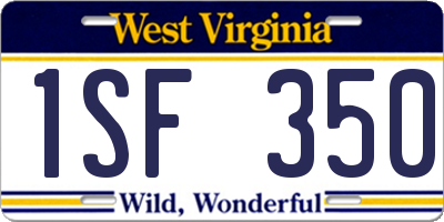 WV license plate 1SF350