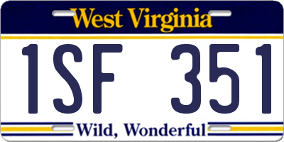 WV license plate 1SF351