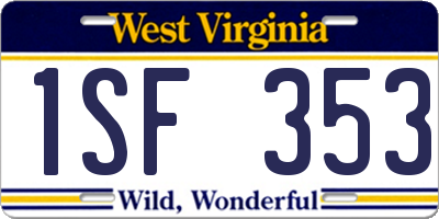 WV license plate 1SF353