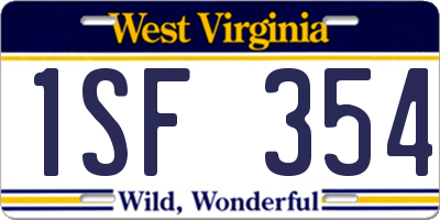 WV license plate 1SF354