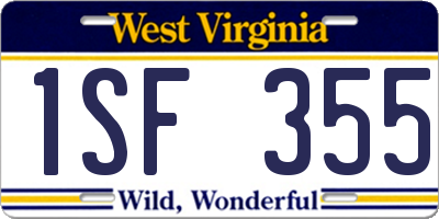 WV license plate 1SF355