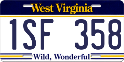 WV license plate 1SF358
