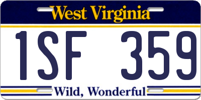 WV license plate 1SF359