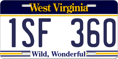 WV license plate 1SF360
