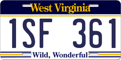 WV license plate 1SF361