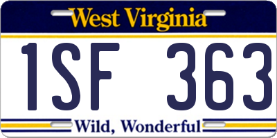 WV license plate 1SF363