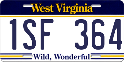 WV license plate 1SF364