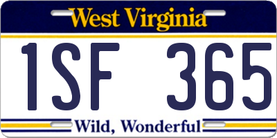 WV license plate 1SF365