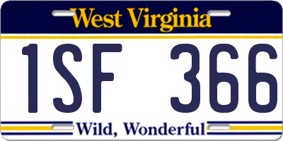 WV license plate 1SF366
