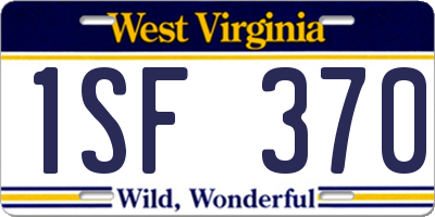 WV license plate 1SF370